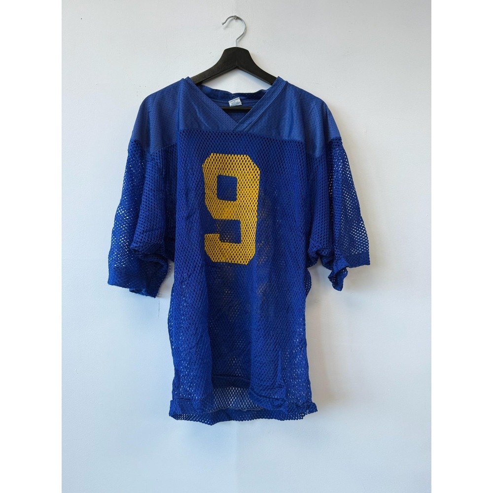 Vintage‎ Champion Mesh Football Jersey Shirt Mens Medium Blue Yellow Number 70s